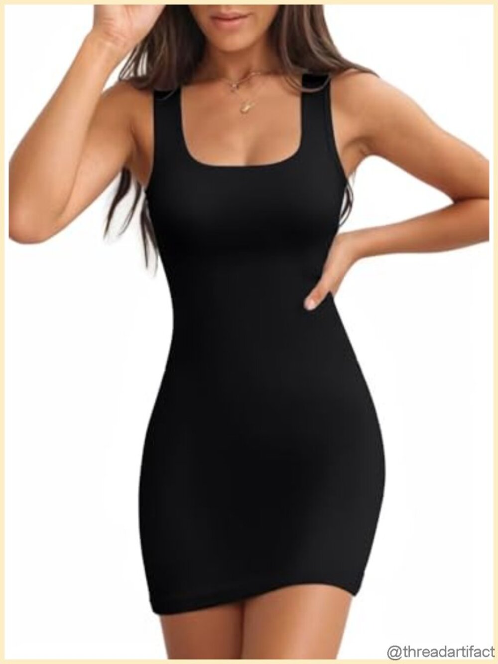 Ribbed Knit Square Neck Mini Bodycon Tank Dress Sleeveless Club Night Out